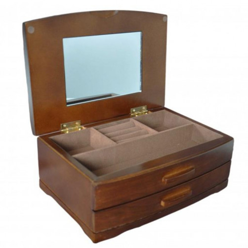 Drewniana kasetka na biżuterię z lusterkiem 777-105