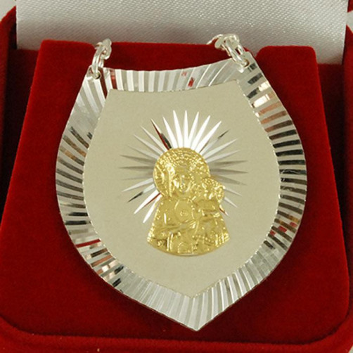 Ryngraf srebrny z Matką Boską Częstochowską + opcja grawer RG 63/0