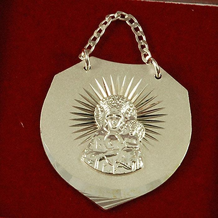 Ryngraf srebrny z Matką Boską Częstochowską + opcja grawer R52/0N