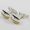 Srebrne spinki do mankietów ze złotym paseczkiem S1-M ML 49/0