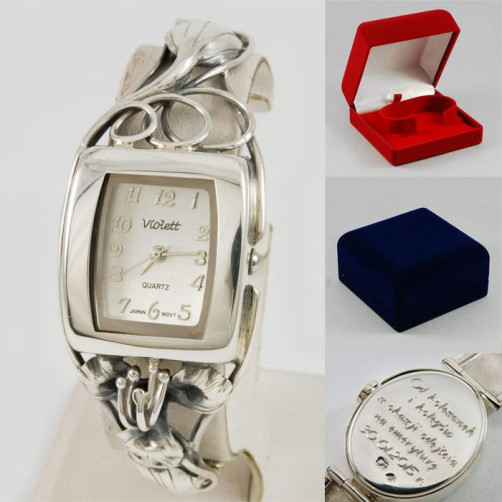 Zegarek srebrny damski na bransolecie Violett 91