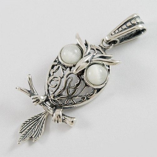 Wisiorek srebrny sowa z uleksitem W 21/0