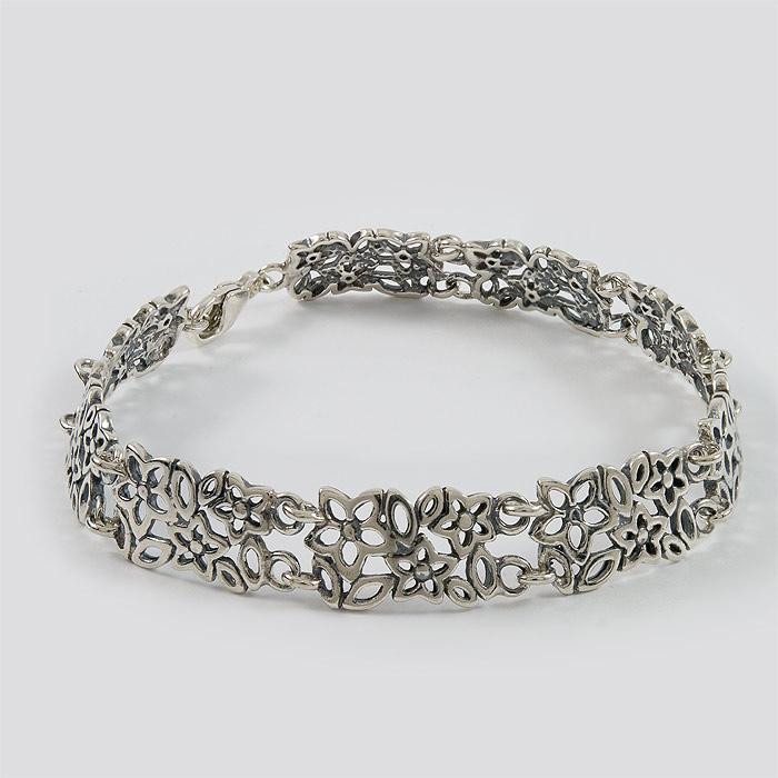 Bransoletka srebrna kwiatuszki WI84 13.8g