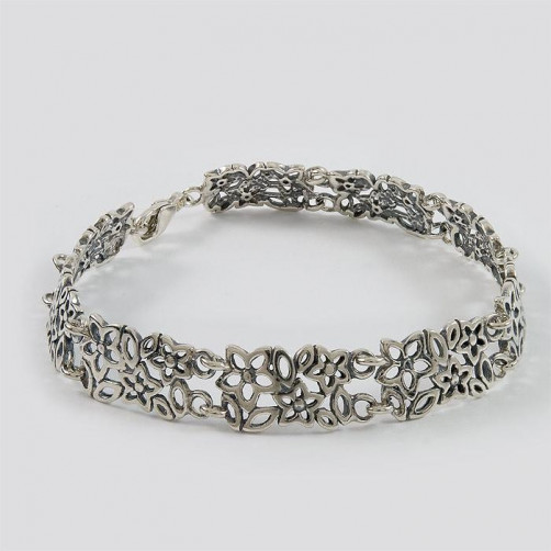 Bransoletka srebrna kwiatuszki WI84 13.8g