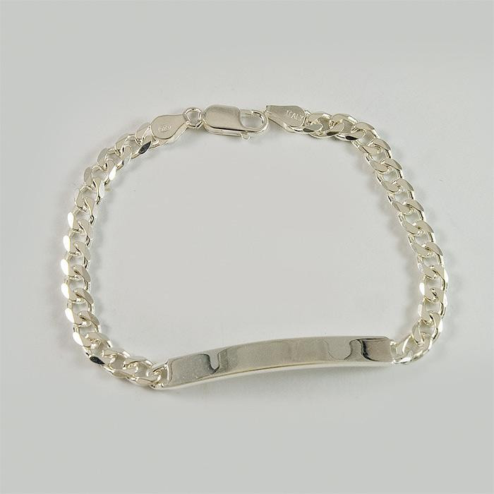 Bransoletka srebrna pancerka z blaszką + opcja grawer 04BT12.0g