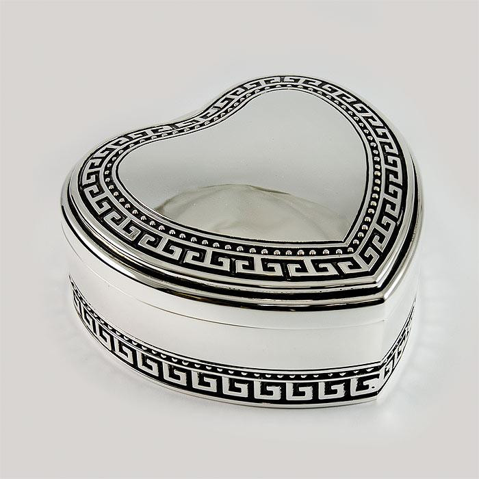 Duża posrebrzana szkatułka na biżuterię w kształcie serca 461-4179