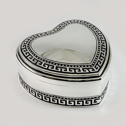 Duża posrebrzana szkatułka na biżuterię w kształcie serca 461-4179