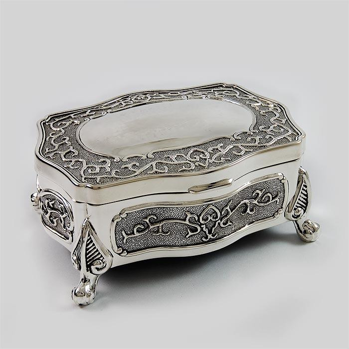 Posrebrzana kasetka, szkatułka na biżuterię 461-4863