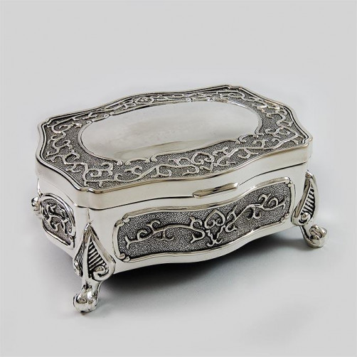 Posrebrzana kasetka, szkatułka na biżuterię 461-4863