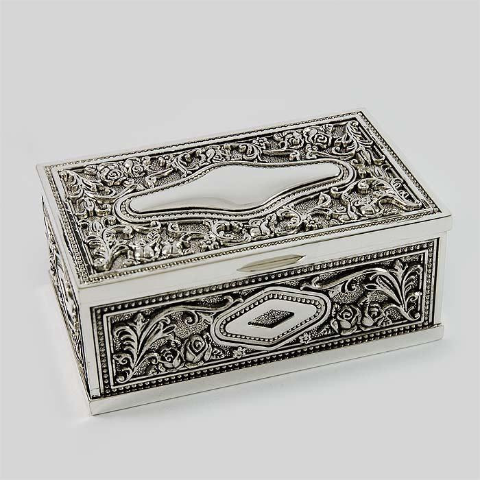 Kasetka posrebrzana na biżuterię z różyczkami 461-4907