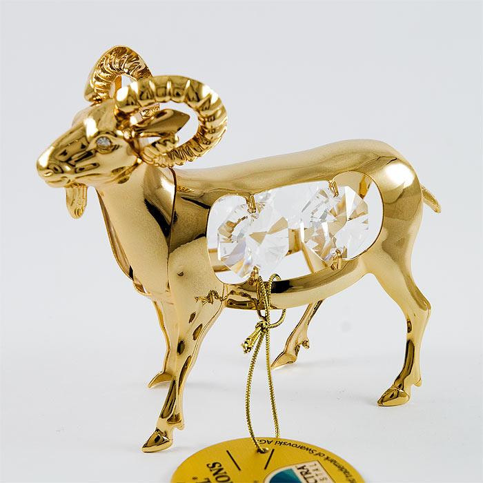 Złota figurka baran z kryształkami swarovskiego 122-0010