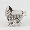Bardzo ładny srebrny wózeczek na chrzest, roczek + opcja grawer