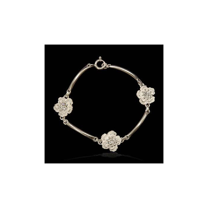 Bransoletka srebrna kwiatuszki z cyrkoniami SK 9.6g