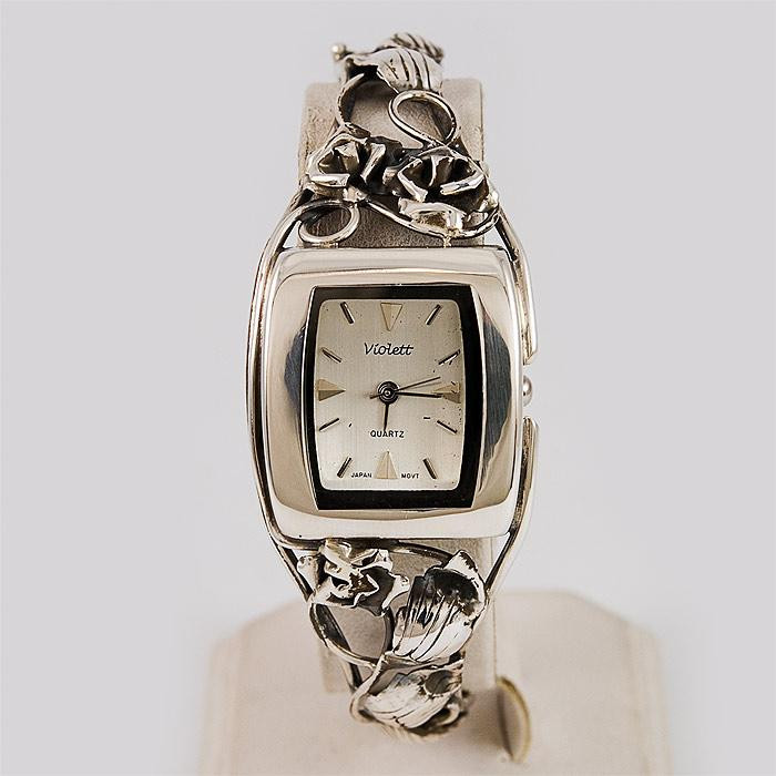 Zegarek srebrny damski na bransolecie + opcja grawer Violett 102