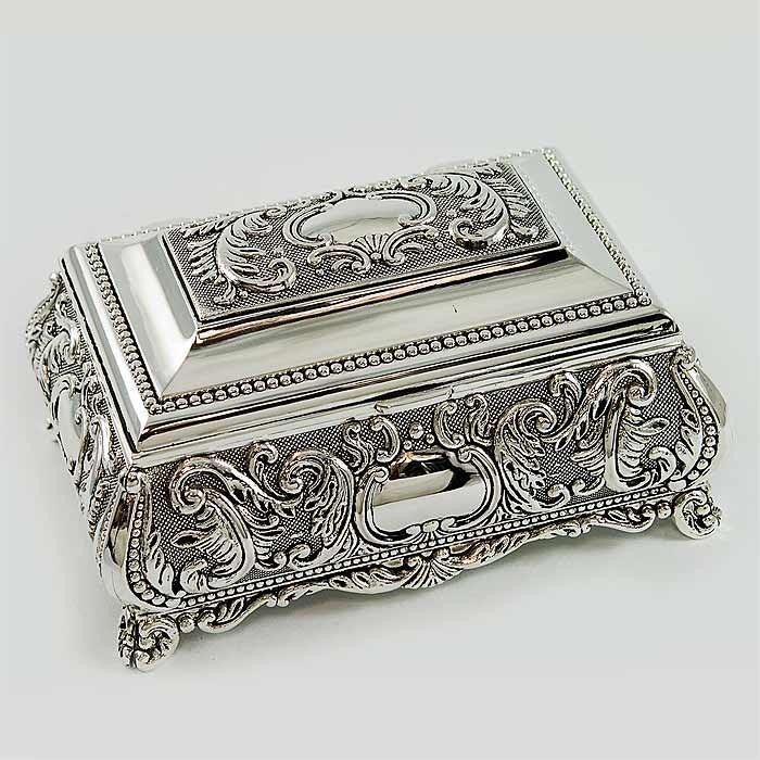 Posrebrzana kasetka, szkatułka na biżuterię 461-4895