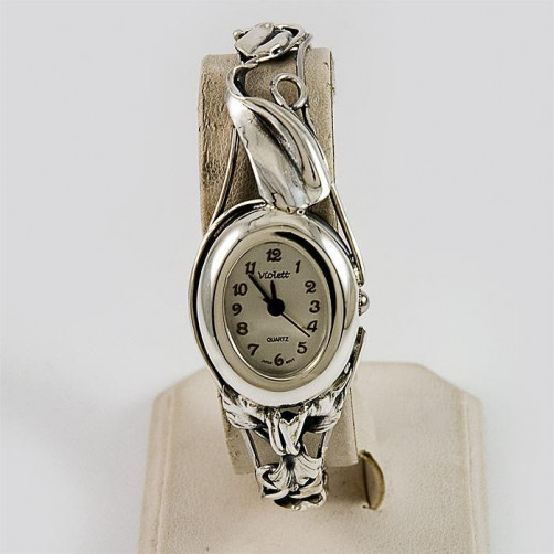 Zegarek srebrny damski na bransolecie + opcja grawer Violett 104