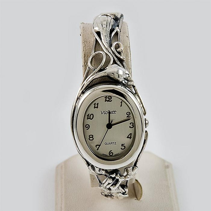 Zegarek srebrny damski na bransolecie + opcja grawer Violett 105