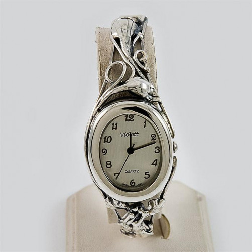 Zegarek srebrny damski na bransolecie + opcja grawer Violett 105