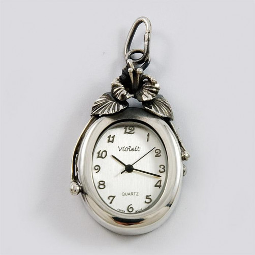 Zegarek srebrny damski na łańcuszek + opcja grawer Violett 108