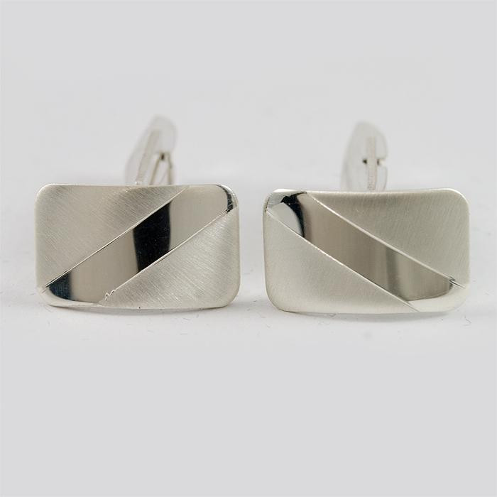 Srebrne spinki do mankietów połysk-mat M6-K 42/0