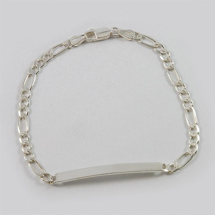 Bransoletka srebrna figaro z blaszką + opcja grawer B25/0