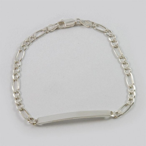 Bransoletka srebrna figaro z blaszką + opcja grawer B25/0