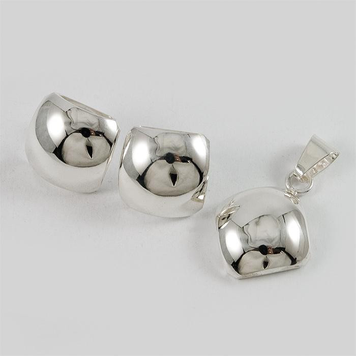 Komplet srebrny wisiorek i kolczyki romby FD 9.8g