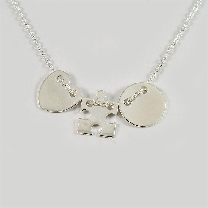 Bransoletka srebrna CELEBRYTKA - puzzel, serce i okrąg RA 17 17-20 cm