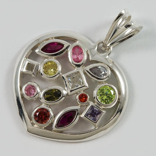 Wisiorek srebrny serce z cyrkoniami W49/0 K