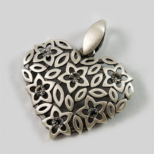 Wisiorek srebrny serce z cyrkoniami W19/0 S
