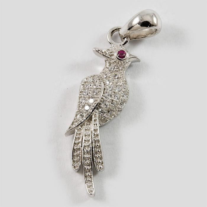 Wisiorek srebrny papuga z cyrkoniami W19/0