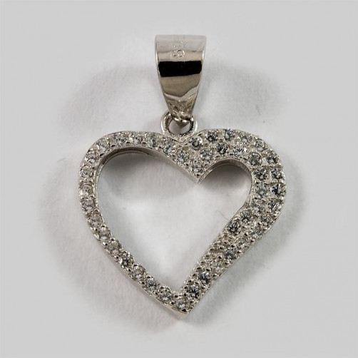 Wisiorek srebrny serce z cyrkoniami W12/0S1