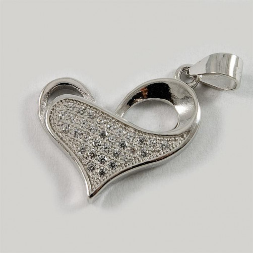 Wisiorek srebrny serce z cyrkoniami W18/0
