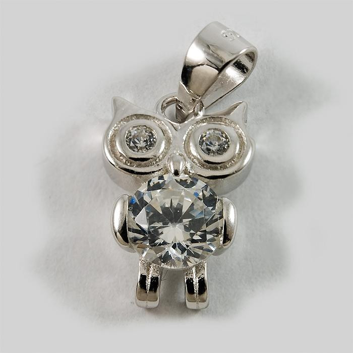 Wisiorek srebrny sowa z cyrkoniami W13/0