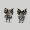 Kolczyki srebrne sowy z cyrkoniami K15/0