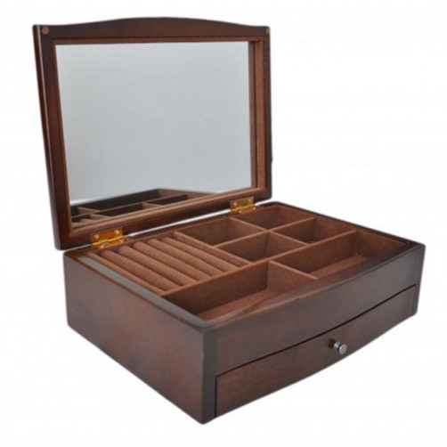 Drewniana kasetka na biżuterię z lusterkiem 777-018