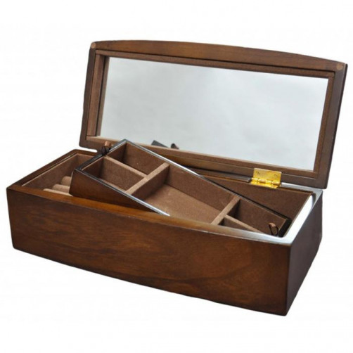 Drewniana szkatułka na biżuterię z lusterkiem 777-012