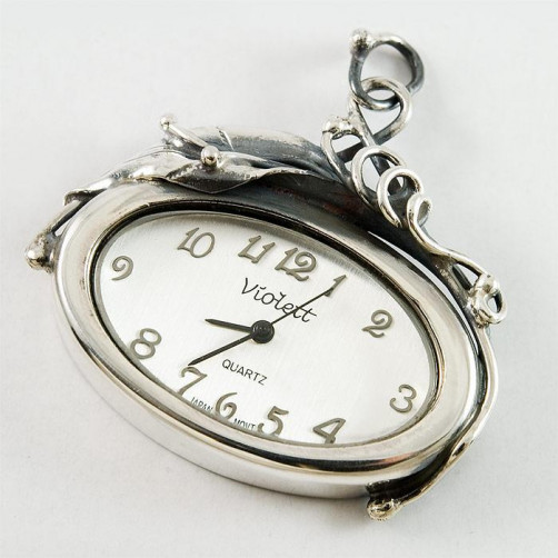 Srebrny zegarek damski na łańcuszek + opcja grawer Violett 110