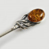 Łyżeczka srebrna z brązowym bursztynem ŁYŻKA123/0