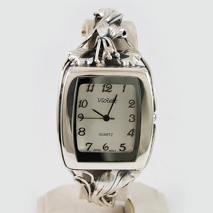 Srebrny zegarek damski na bransolecie + opcja grawer Violett 111