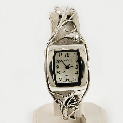 Srebrny zegarek damski na bransolecie + opcja grawer Violett 115