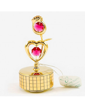 Złota pozytywka serce i róża z kolorowymi kryształkami swarovskiego 366-0066