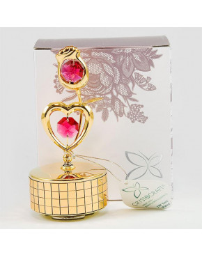 Złota pozytywka serce i róża z austriackimi kryształkami 366-0066