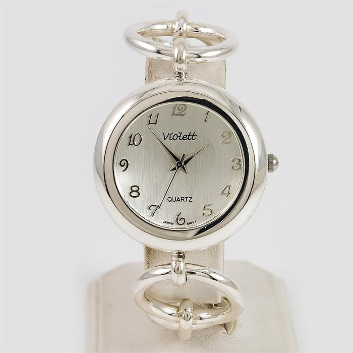 Srebrny zegarek damski na bransolecie + opcja grawer Violett 117