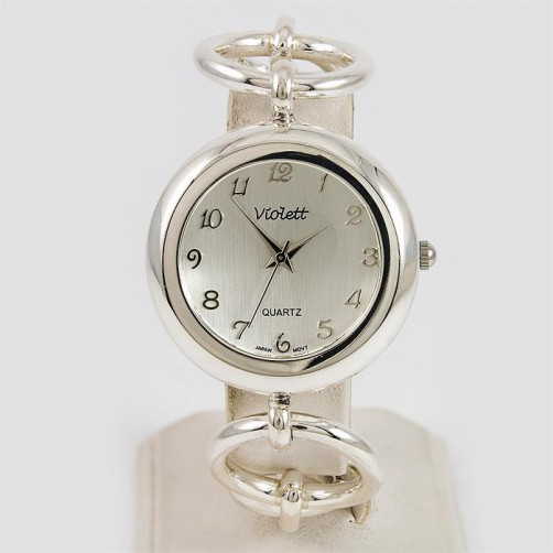 Srebrny zegarek damski na bransolecie + opcja grawer Violett 117