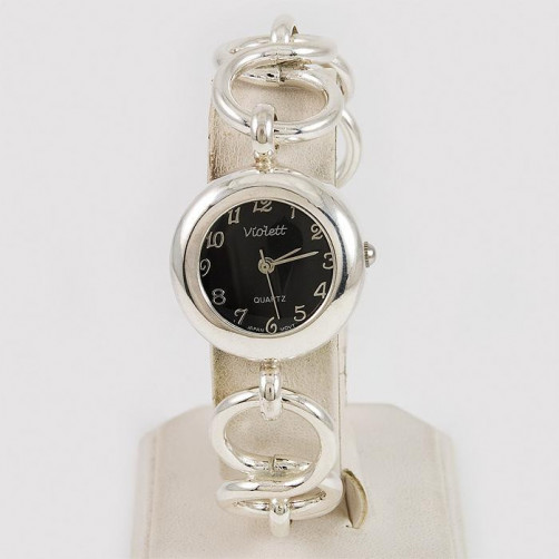 Srebrny zegarek damski na bransolecie + opcja grawer Violett 119