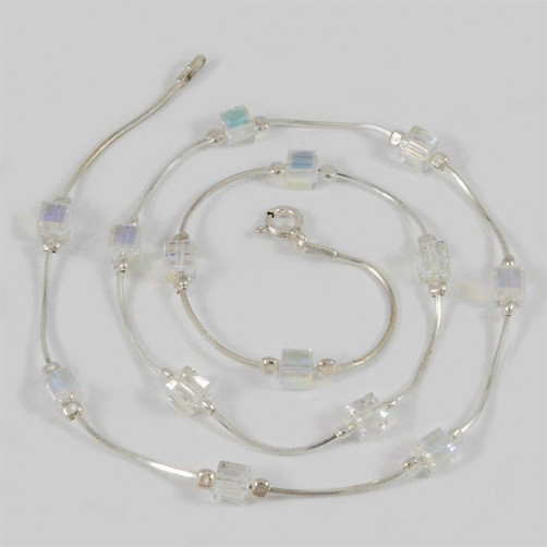 Naszyjnik srebrny z kryształkami swarovskiego N34 5.4g