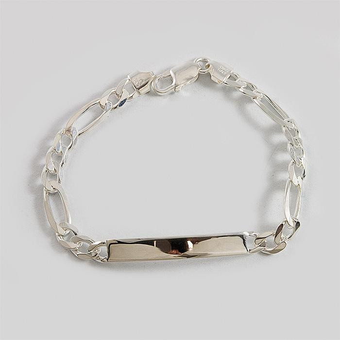 Bransoletka srebrna figaro z blaszką + opcja grawer 04BT17.1g