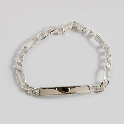 Bransoletka srebrna figaro z blaszką + opcja grawer 04BT17.1g