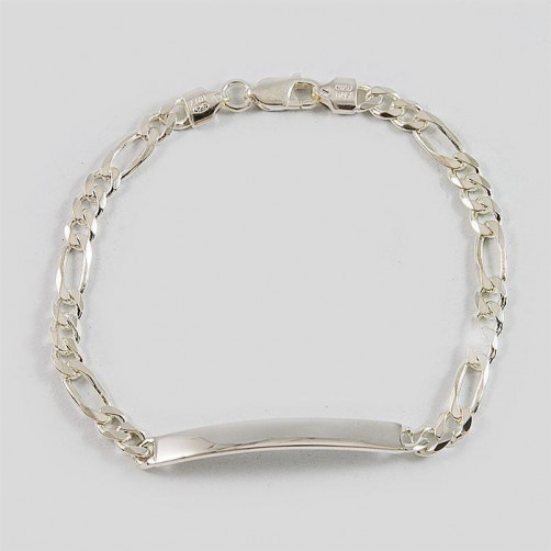 Bransoletka srebrna figaro z blaszką + opcja grawer BRA25